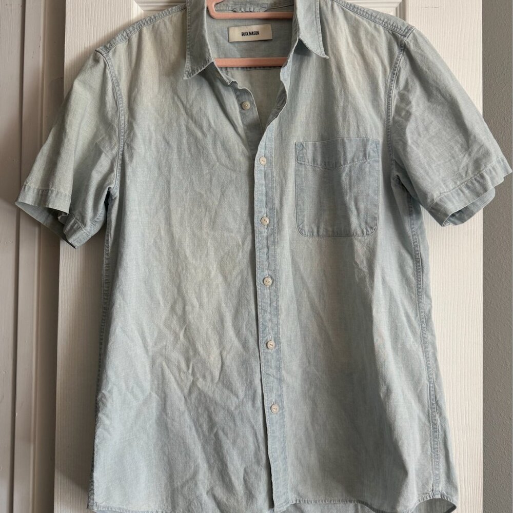 Buck Mason Blue Chambray Short Sleeve Chambray Shirt